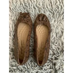 Walking Cradles Ballet Flats Size 8 Brown Snake Print